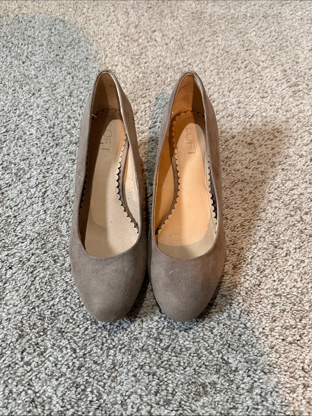 LOFT Taupe Suede Round-Toe Pumps